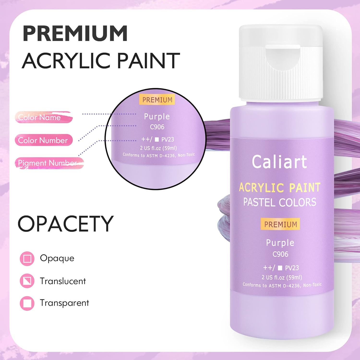 Acrylic Paint Set With 12 Brushes, 24 Colors (59ml, 2oz) Art Craft Paints for Adults - Image 2