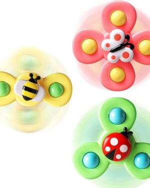 ALASOU 3PCS Suction Cup Spinner Toys for 1 Year Old Boy Girl