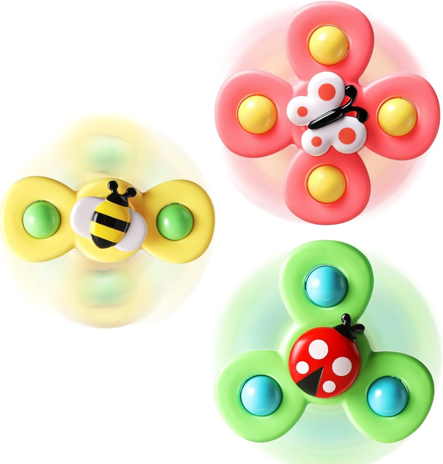 ALASOU 3PCS Suction Cup Spinner Toys for 1 Year Old Boy Girl