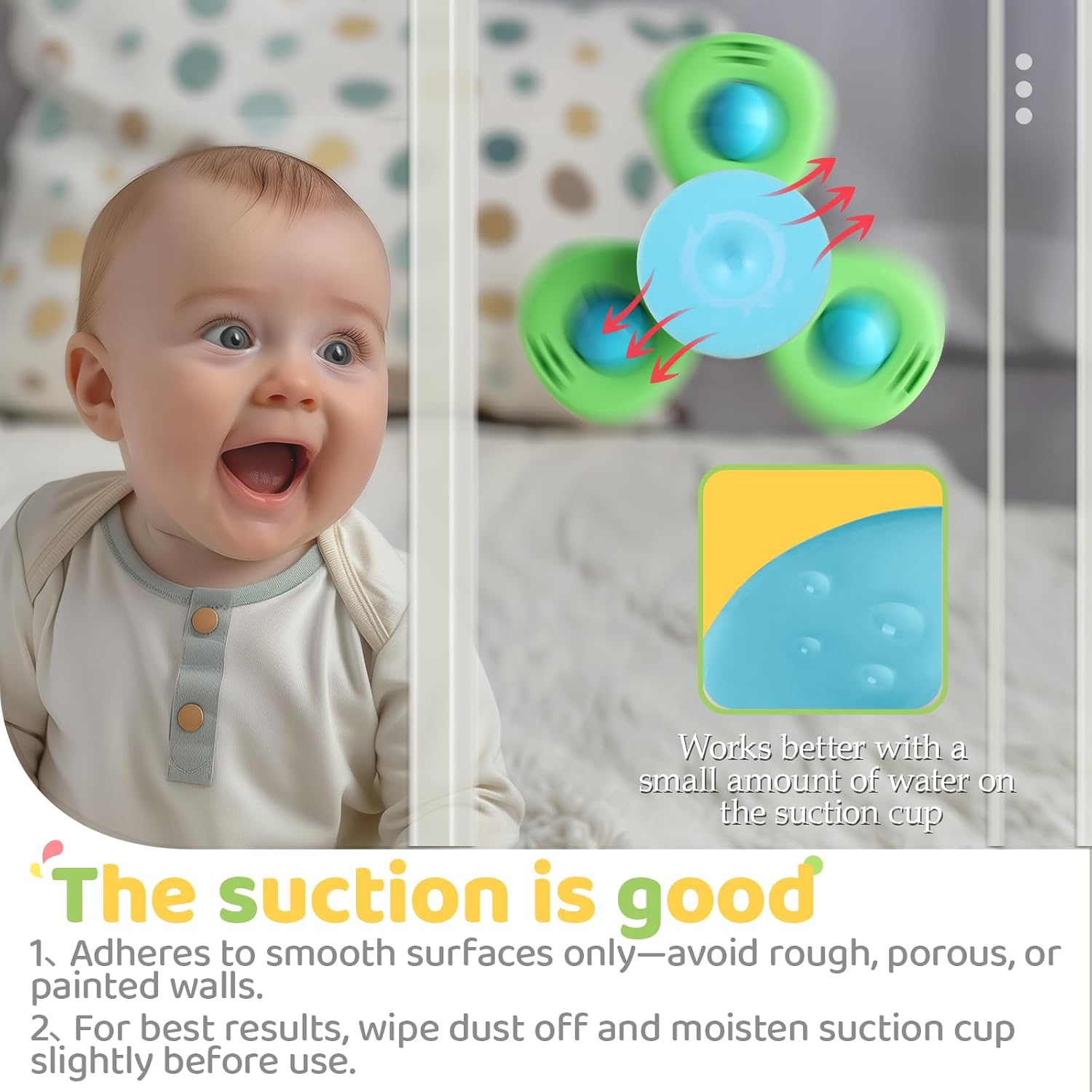 ALASOU 3PCS Suction Cup Spinner Toys for 1 Year Old Boy Girl - Image 3