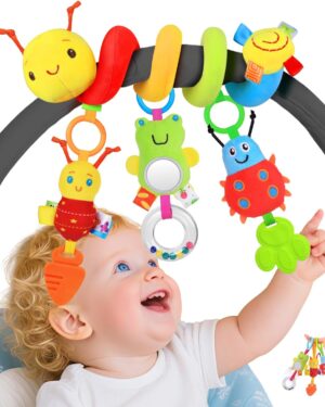 Car Seat Toys for Babies 0-6 Months, Upgraded Spiral Hanging Crib Stroller Activity