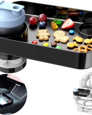 Car Seat Snack Tray for Kids, Mess-Free Square Travel Tray Cup Holder Snack Tray