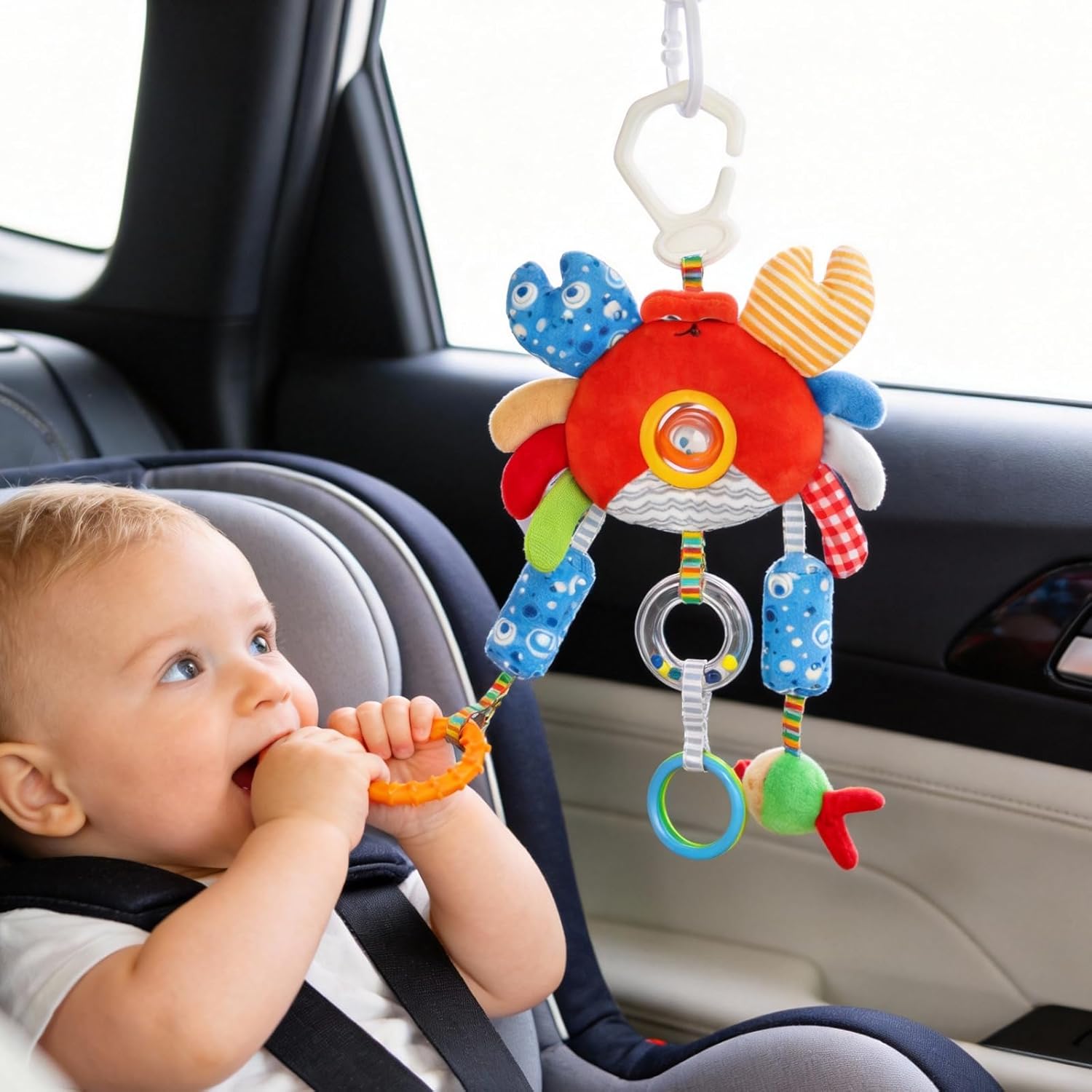 Baby Car Seat Toys with Clip - Travel Sensory Toys for 6 7 8 9 10 11 12 Months - Image 2