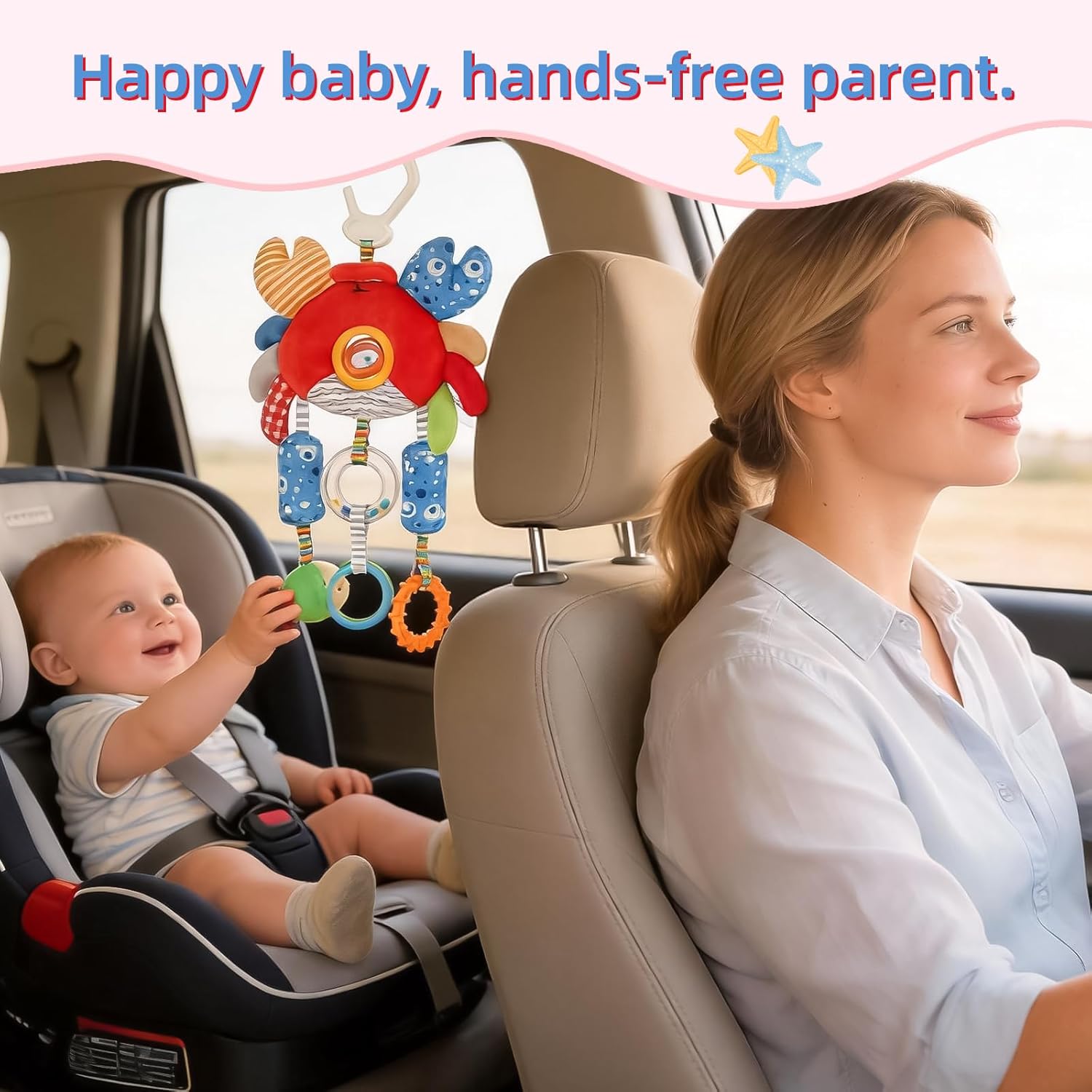 Baby Car Seat Toys with Clip - Travel Sensory Toys for 6 7 8 9 10 11 12 Months - Image 5
