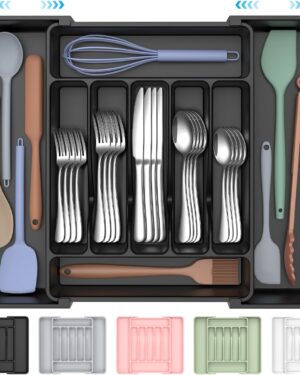 ukeetap Extra Large Expandable Silverware Organizer, BPA-Free Food-Safe Cutlery