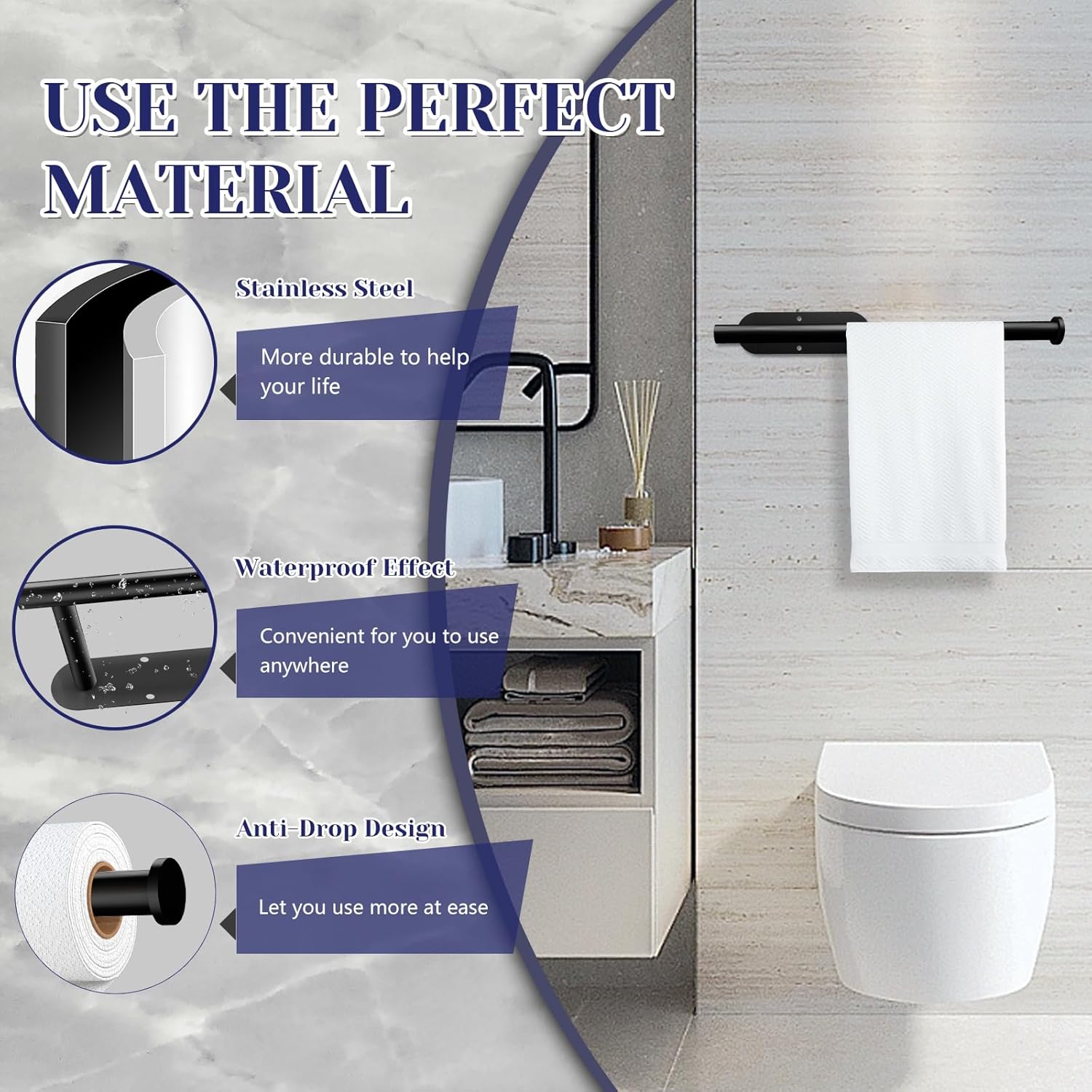 Paper Towel Holder, Self Adhesive or Drilling Paper Towel Holder Under Cabinet - Image 5