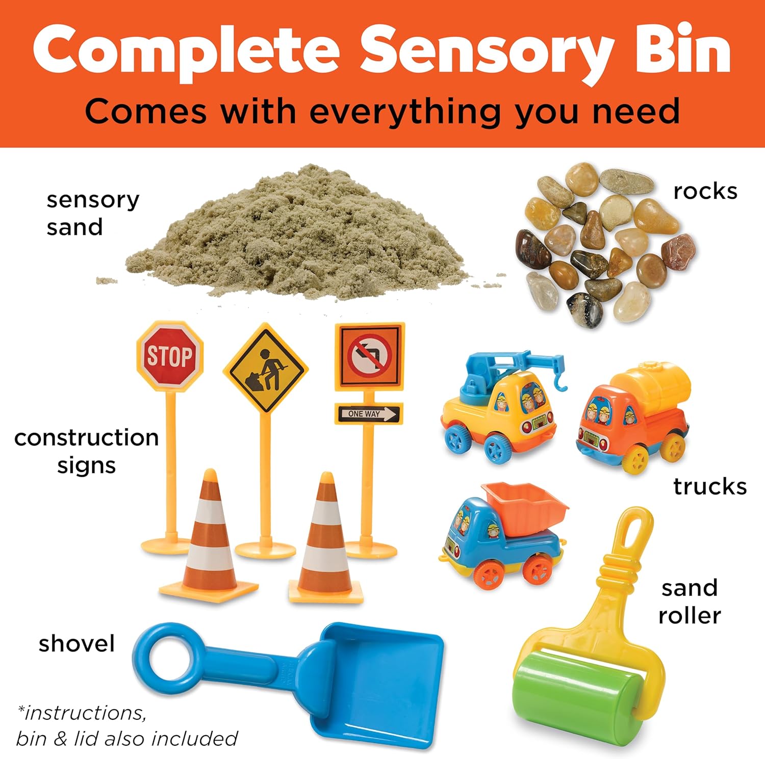 Creativity for Kids Sensory Bin: Construction Zone Playset - Preschool Learning Activities - Image 4