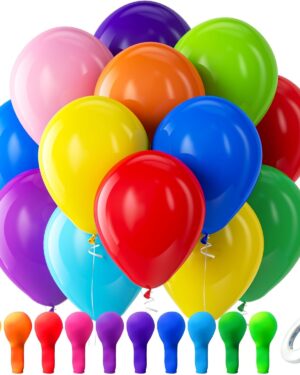 Bezente Assorted Rainbow Latex Balloons, 100 Pack