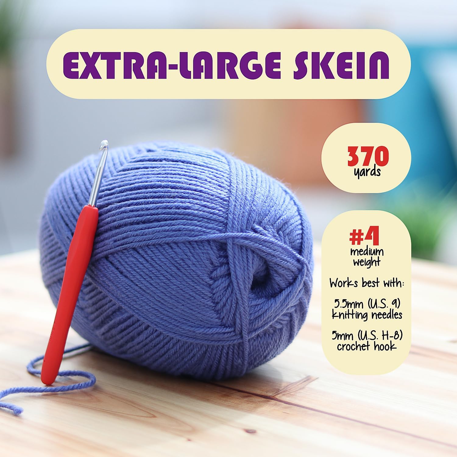 Acrylic Yarn for Crocheting & Knitting – Soft Crochet Yarn for Crocheting, 370 Yards - Image 4