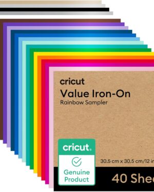 Cricut® Value Iron-On, Rainbow Sampler - 12 in x 12 in (40 ct)- HTV Heat Transfer Vinyl