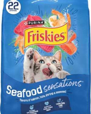 Purina Friskies Dry Cat Food Seafood Sensations With Salmon, Tuna, and Shrimp Flavors - 22 lb. Bag