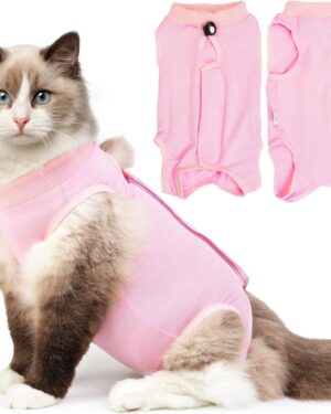 Hpetppy Cat Recovery Suit for Spay Abdominal Wounds, Kitten Onesie Bodysuit